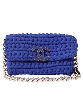 CHANEL Authentic Fancy Crochet Flap Bag